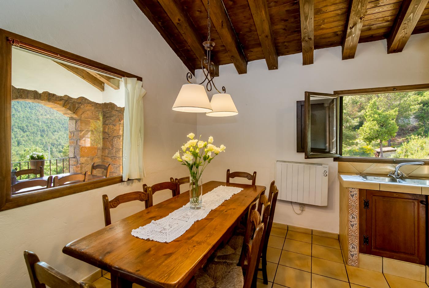 Kitchen with dining table for 8